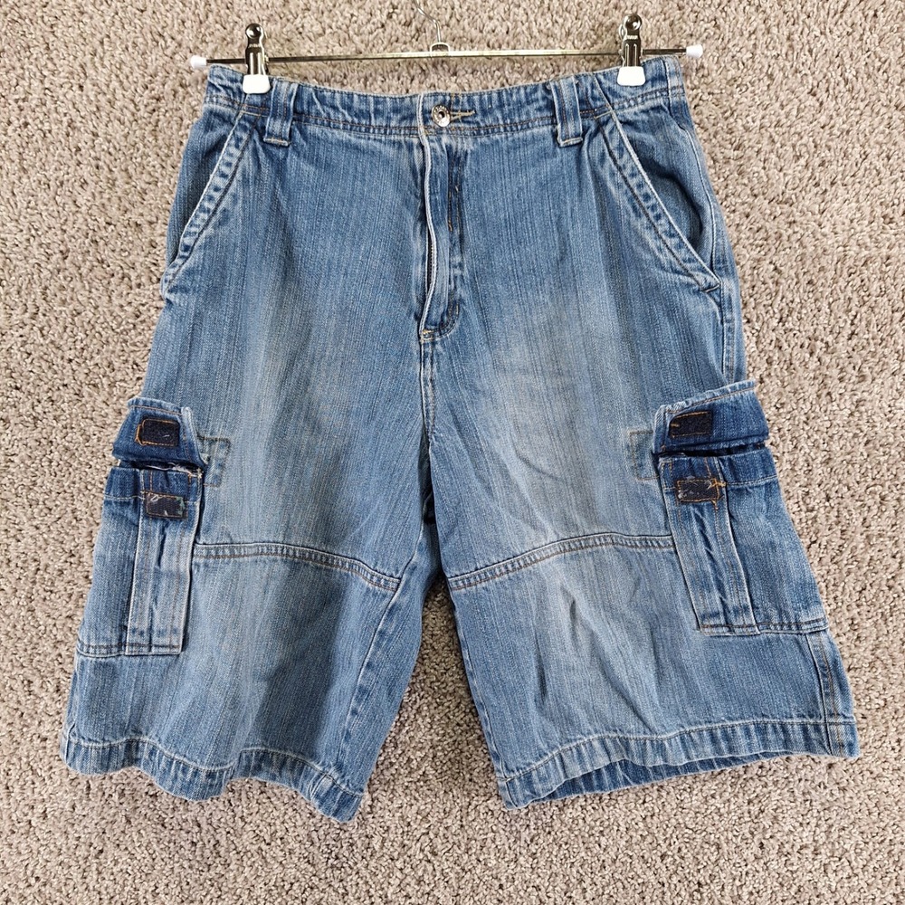 Faded Glory Shorts Boys 18 (30W) Medium Wash Denim Cargo Originals Utility‎